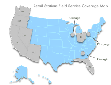 Retail Stations Field Service Coverage Map